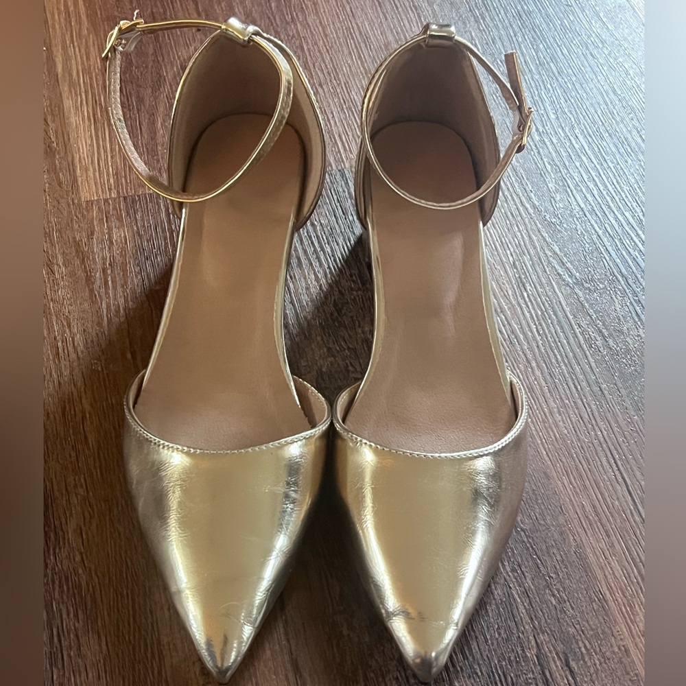 Elegant Gold Ankle Strap Heels
